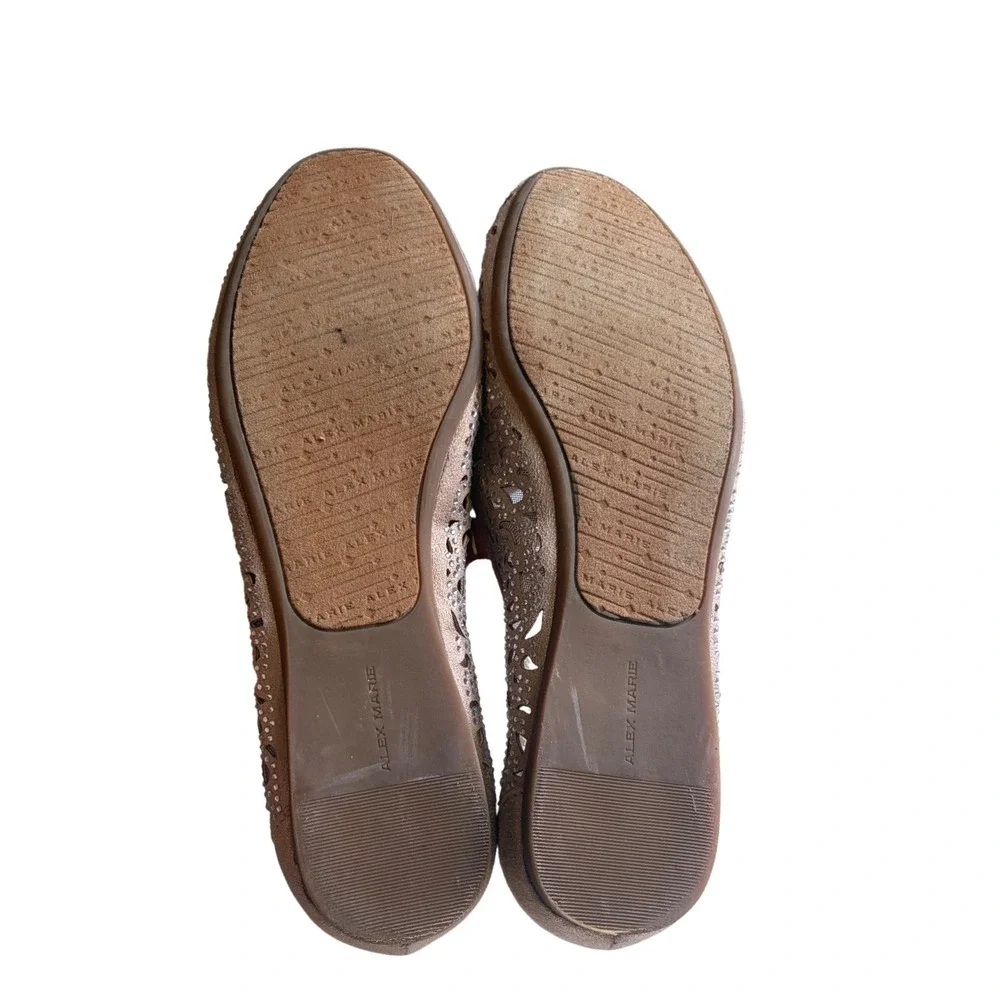 Alex Marie Rose Gold Laser Cut Rhinestone Ballet Flats Womens 10M